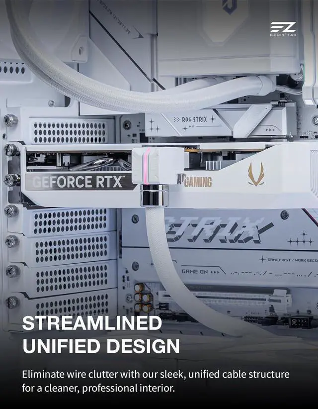 Alt view image 2 of 7 - UNIFAS ARGB 8-Pin GPU Extension Cable, Right Angle, White, RVS