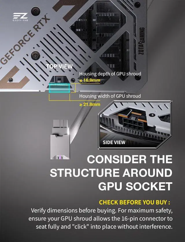 Alt view image 6 of 7 - UNIFAS ARGB 8-Pin GPU Extension Cable, Right Angle, White, RVS