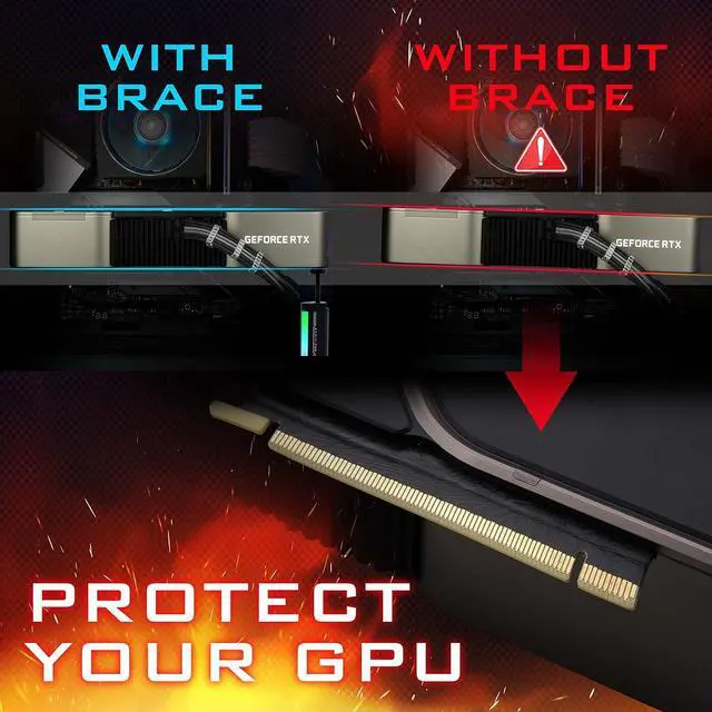 Alt view image 3 of 7 - GPU Support Bracket,5V 3PIN ARGB Graphics Card Brace, GPU Support Stand Adjustable Height,Aluminum Video Card Sag Holder