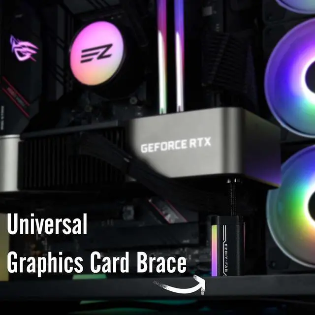 Alt view image 4 of 7 - GPU Support Bracket,5V 3PIN ARGB Graphics Card Brace, GPU Support Stand Adjustable Height,Aluminum Video Card Sag Holder