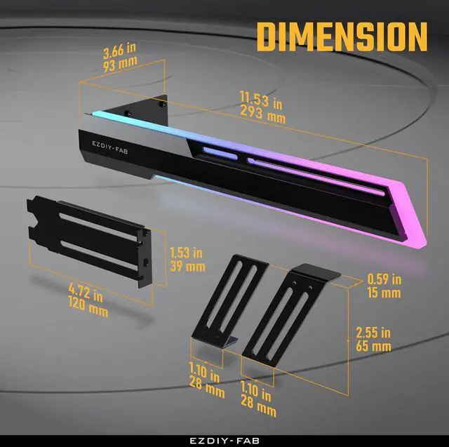 Alt view image 3 of 7 - 5V ARGB GPU Holder Brace Graphics Card GPU Support Video Card Holder Bracket, Strenchable Structure, Video Card Sag Holder/Holster Bracket Support RX7990XTX, RTX4090, Black-341