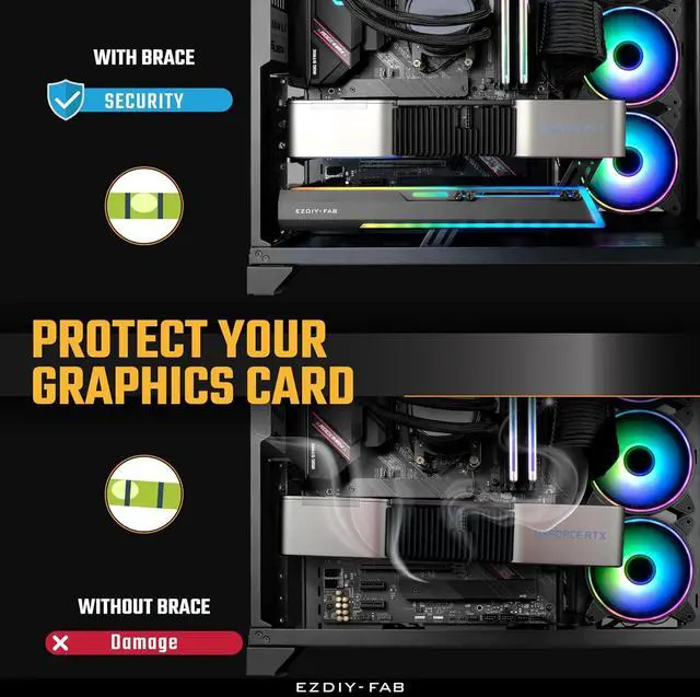 Alt view image 7 of 7 - 5V ARGB GPU Holder Brace Graphics Card GPU Support Video Card Holder Bracket, Strenchable Structure, Video Card Sag Holder/Holster Bracket Support RX7990XTX, RTX4090, Black-341