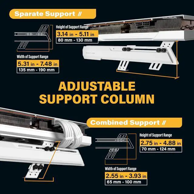 Alt view image 5 of 7 - GPU Holder Brace Graphics Card GPU Support Video Card Holder Bracket, Strenchable Structure, Video Card Sag Holder/Holster Bracket Support RX7990XTX, RTX4090, White-341-3