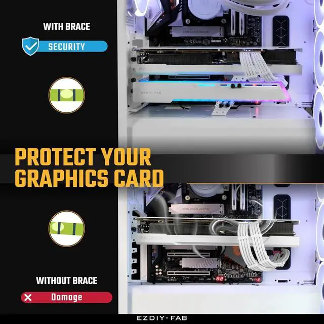 Alt view image 7 of 7 - 5V ARGB GPU Holder Brace Graphics Card GPU Support Video Card Holder Bracket, Strenchable Structure, Video Card Sag Holder/Holster Bracket Support RX7990XTX, RTX4090, White-341-1