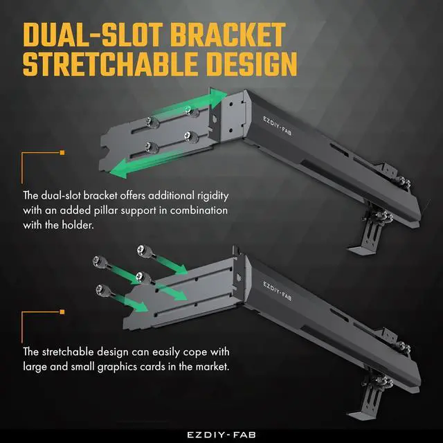 Alt view image 4 of 7 - GPU Holder Brace Graphics Card GPU Support Video Card Holder Bracket, Strenchable Structure, Video Card Sag Holder/Holster Bracket Support RX7990XTX, RTX4090, Black-341-2