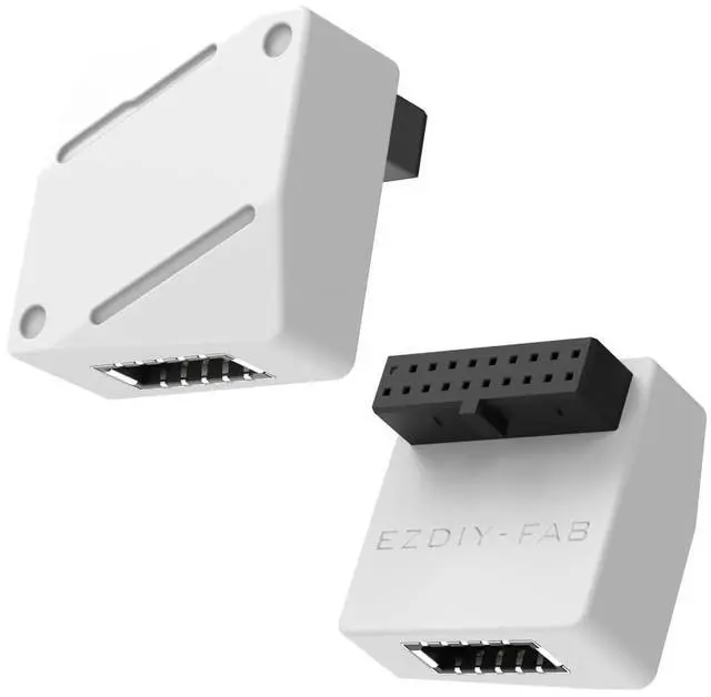 Main image of USB 3.2 Gen 1/USB 3.0 Front Panel Header 19-Pin to Type-E 90 Degree Adapter, Motherboard Internal Header Adapter Converter-White-RVS