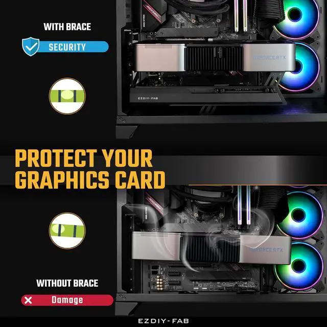 Alt view image 7 of 7 - GPU Holder Brace Graphics Card GPU Support Video Card Holder Bracket, Strenchable Structure, Video Card Sag Holder/Holster Bracket Support RX7990XTX, RTX4090, Black-341-2