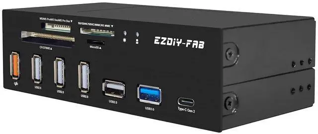 Main image of PC Front Panel Internal Card Reader USB HUB, USB 3.1 Gen2 Type-C Port,USB 3.0 Support SD MS XD CF TF Card for Computer, Fits Any 5.25" Computer Case Front Bay