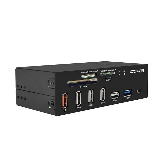 Alt view image 3 of 4 - PC Front Panel Internal Card Reader USB HUB, USB 3.1 Gen2 Type-C Port,USB 3.0 Support SD MS XD CF TF Card for Computer, Fits Any 5.25" Computer Case Front Bay