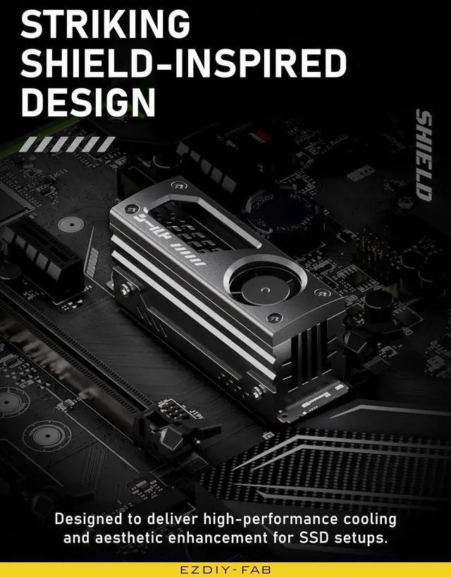 Alt view image 2 of 6 - Shield M.2 SSD Heatsink with Build-in 20mm PWM Fan, Premium Aluminum Design, High-Performance SSD Cooler for M.2 2280-Black-1 Pack