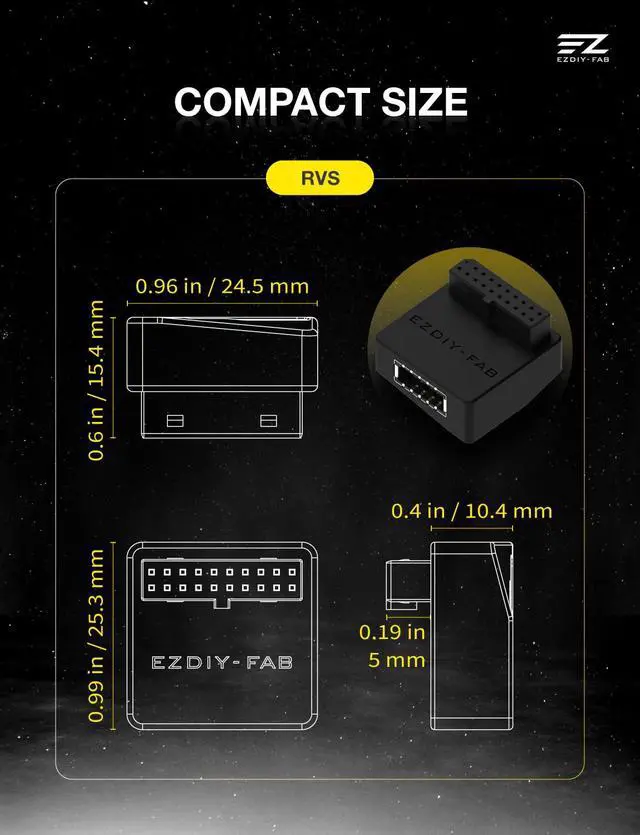 Alt view image 7 of 7 - USB 3.2 Gen 1/USB 3.0 Front Panel Header 19-Pin to Type-E 90 Degree Adapter, Motherboard Internal Header Adapter Converter-Black-RVS
