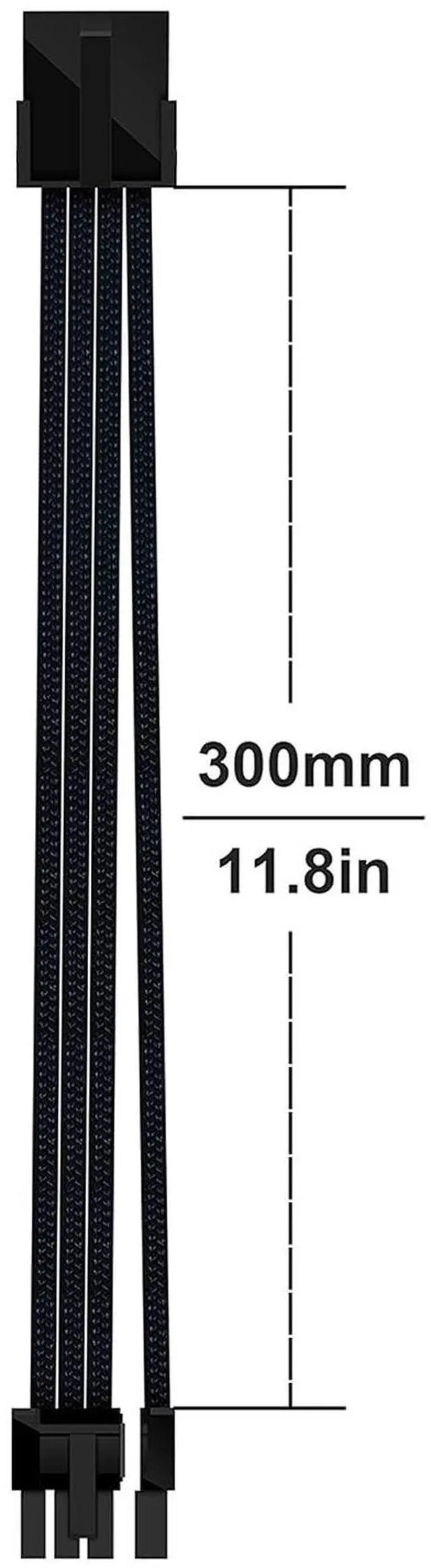 Alt view image 3 of 4 - Sleeved Cable PCIE 6+2 Pin - Cable Extension for Power Supply- Black