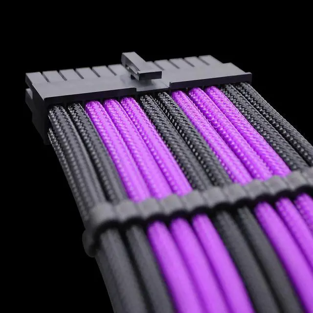 Alt view image 4 of 7 - PSU Cable Extension kit Sleeved Cable Custom Power Supply Sleeved Extension 16 AWG 24-PIN 8-PIN 6-PIN 4+4-PIN with Combs- Black/Purple