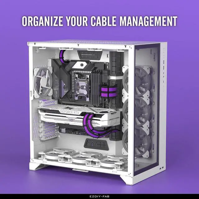 Alt view image 6 of 7 - PSU Cable Extension kit Sleeved Cable Custom Power Supply Sleeved Extension 16 AWG 24-PIN 8-PIN 6-PIN 4+4-PIN with Combs- Black/Purple