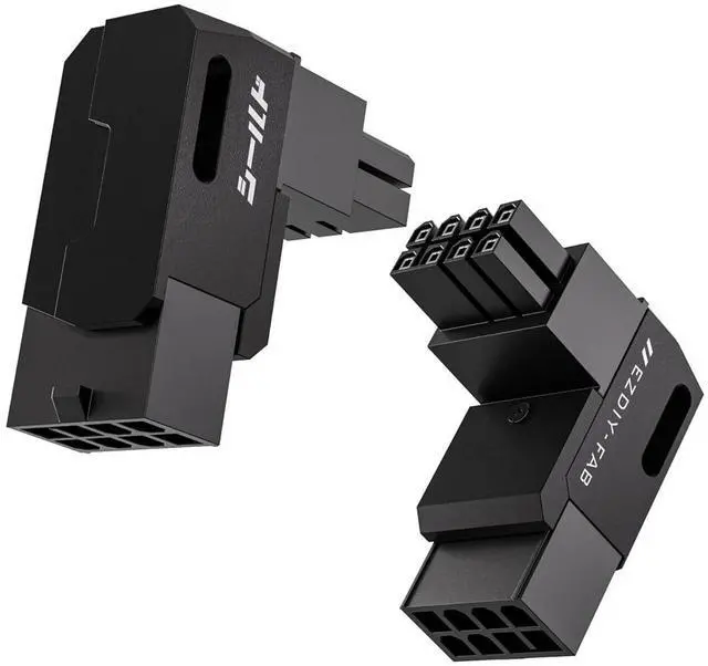 Main image of Shield Series 8-Pin PCIe GPU Power Adapter,90-Degree Angled Connector, Aluminum Design for Graphics Cards Standard Type,Black-2 Pack
