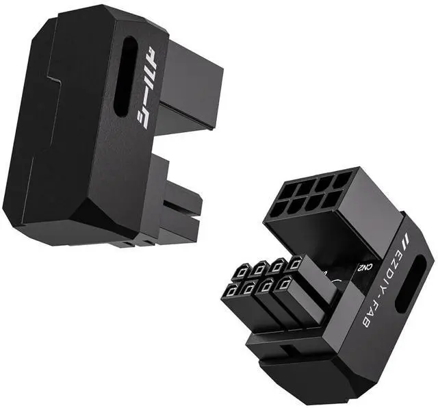 Main image of Shield Series 8-Pin PCIe GPU Power Adapter,180-Degree U-Turn Angled Connector, Aluminum Design for Graphics Cards Standard Type,Black-2 Pack