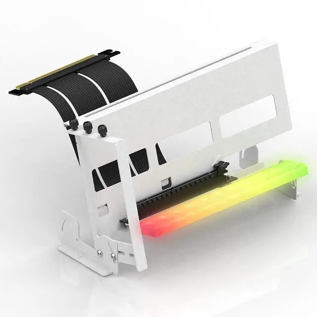 Main image of PCIe 4.0 GPU Mount Bracket with ARGB LED Module, Multi-Angle Adjustment with Riser Cable, Compatible to RTX4090, 4080, 4070ti- White