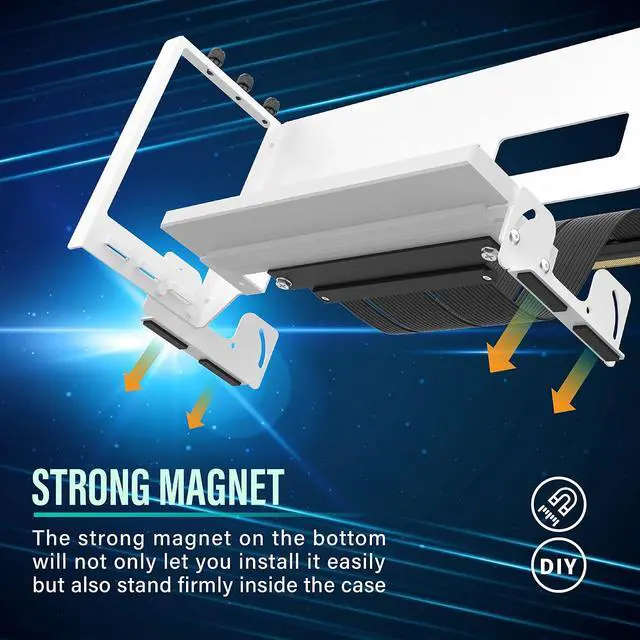 Alt view image 5 of 7 - PCIe 4.0 GPU Mount Bracket with ARGB LED Module, Multi-Angle Adjustment with Riser Cable, Compatible to RTX4090, 4080, 4070ti- White