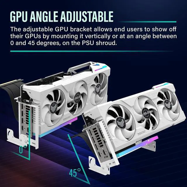 Alt view image 7 of 7 - PCIe 4.0 GPU Mount Bracket with ARGB LED Module, Multi-Angle Adjustment with Riser Cable, Compatible to RTX4090, 4080, 4070ti- White