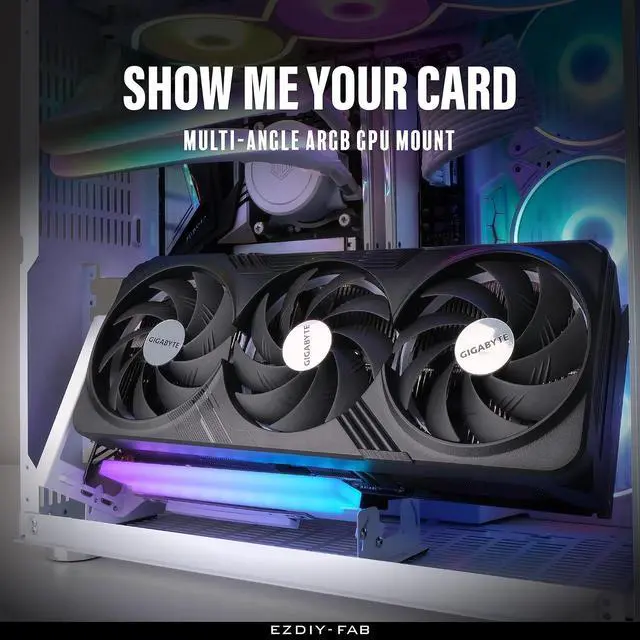 Alt view image 6 of 7 - PCIe 4.0 GPU Mount Bracket with ARGB LED Module, Multi-Angle Adjustment with All White Riser Cable, Compatible to RTX4090, 4080, 4070ti - White