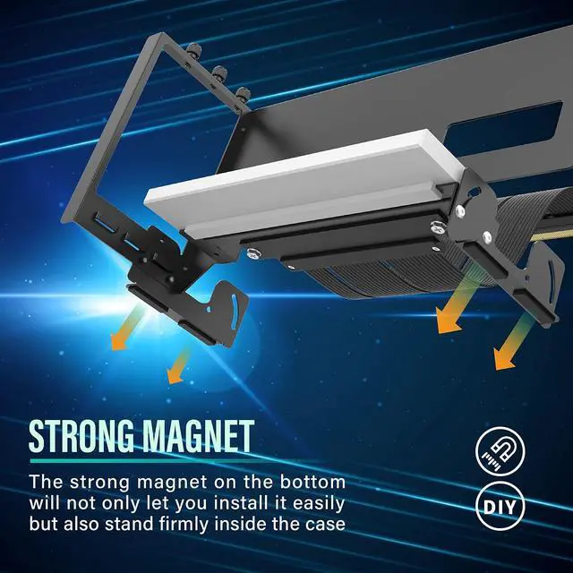 Alt view image 5 of 7 - PCIe 4.0 GPU Mount Bracket with ARGB LED Module, Multi-Angle Adjustment with Riser Cable, Compatible to RTX4090, 4080, 4070ti- Black