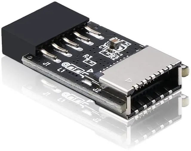 Main image of USB2.0 Internal Header (9-Pin) to USB3.1/3.2 Type-C (20-Pin) A-Key Front Panel 180 Degrees Adapter, Extend USB Type E Ports to PCs Front Panel USB Ports