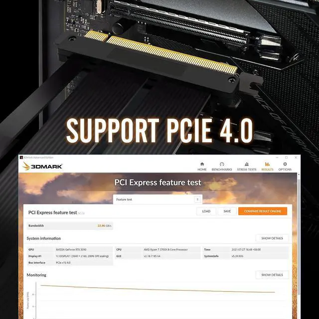 Alt view image 6 of 7 - Vertical PCIe 4.0 GPU Mount Bracket Graphic Card Holder with 5V 3 Pin ARGB LED Module, Video Card VGA Support Kit with PCIe 4.0 X16 Gen4 17cm/6.69in Riser Cable 90 Degree Right Angle (White)