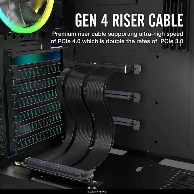 Alt view image 3 of 7 - PCI Express 4.0 16x Flexible Cable Extension Port Adapters for Graphics Card, High Speed PCIE Gen4 Riser Cable 90 Degrees-170mm