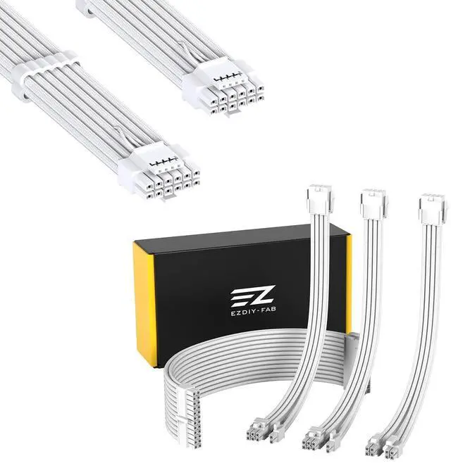 Main image of White 18AWG PSU Cable Extension Kit 4PIN/8PIN to 6+2Pin/ 8PIN to 4+4PIN Combo with 16AWG 600W12VHPWR 12+4Pin PSU Cable