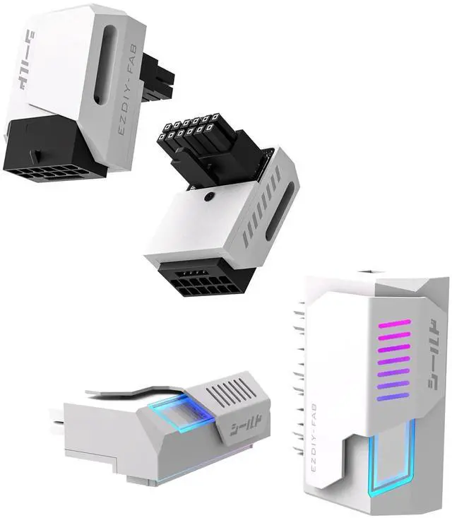 Main image of Shield ARGB 24-Pin 90 Degree Angle Adapter White with Shield 12VHPWR 12+4 GPU Power Adapter,Reverse Type -White