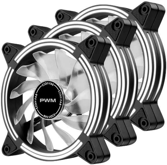 Main image of 120mm PWM White LED Fan, Dual-Frame LED Case Fan for PC Cases, High Airflow Quiet,CPU Coolers, and Radiators,4-Pin-3-Pack