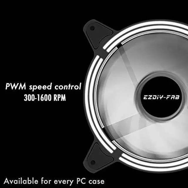 Alt view image 5 of 7 - 120mm PWM White LED Fan, Dual-Frame LED Case Fan for PC Cases, High Airflow Quiet,CPU Coolers, and Radiators,4-Pin-3-Pack