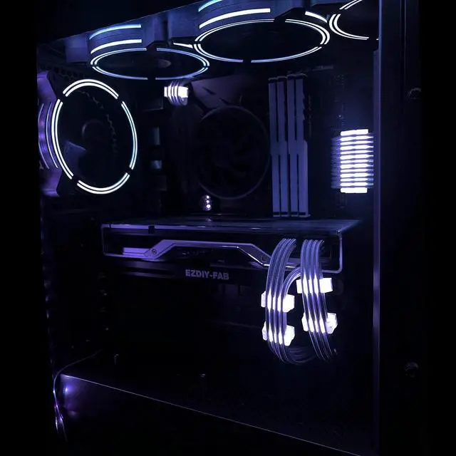 Alt view image 2 of 7 - 120mm PWM White LED Fan, Dual-Frame LED Case Fan for PC Cases, High Airflow Quiet,CPU Coolers, and Radiators,4-Pin-3-Pack