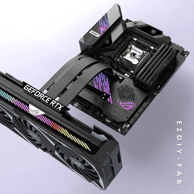 Alt view image 7 of 7 - PCI Express 4.0 16x Flexible Cable Extension Port Adapters for Graphics Card, High Speed PCIE Gen4 Riser Cable 90 Degrees-170mm