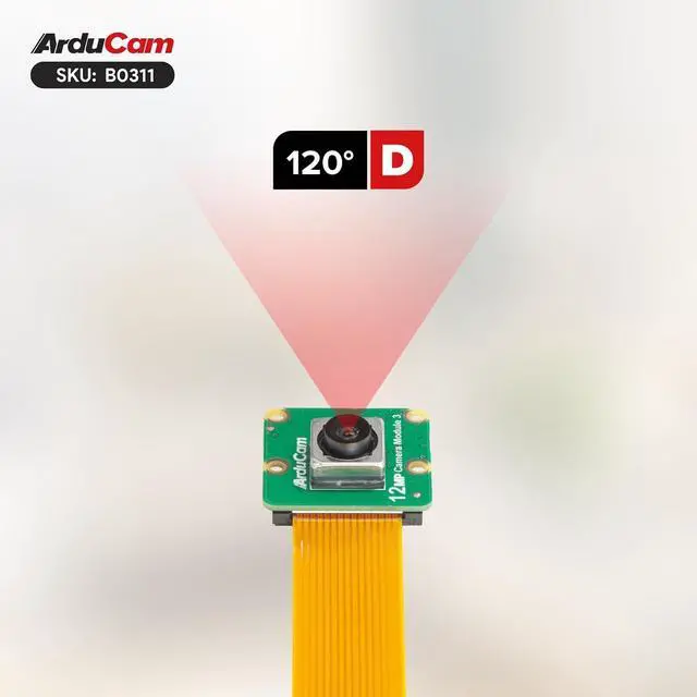 Alt view image 2 of 7 - for Raspberry Pi Camera Module 3 Wide, 120°(D) IMX708 Autofocus Pi Camera V3, 15cm 15-22 Pin FFC Cable