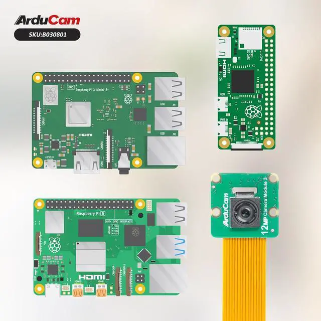 Alt view image 3 of 7 - for Raspberry Pi Camera Module 3, 12MP IMX708 75°(D) Fixed Focus Pi Camera V3, for Raspberry Pi 5/4B/3B+, Zero
