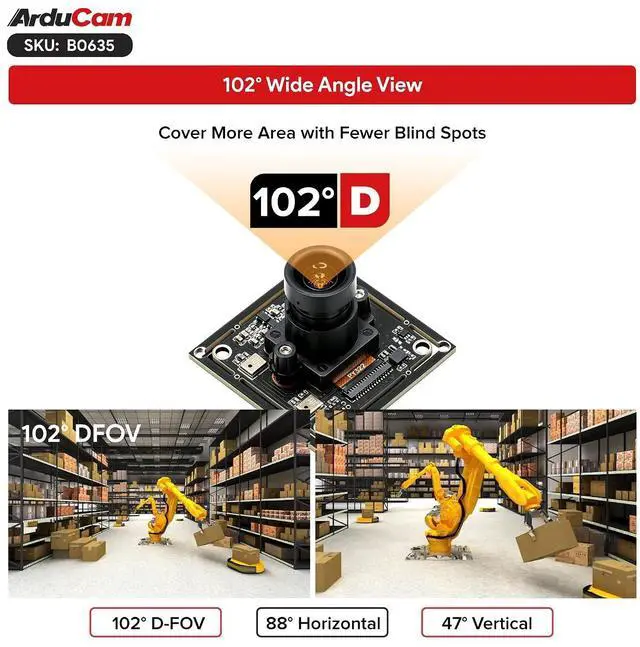 Alt view image 5 of 7 - 1080P Ultra Low Light USB Camera Module, 102°Wide Angle UVC Webcam