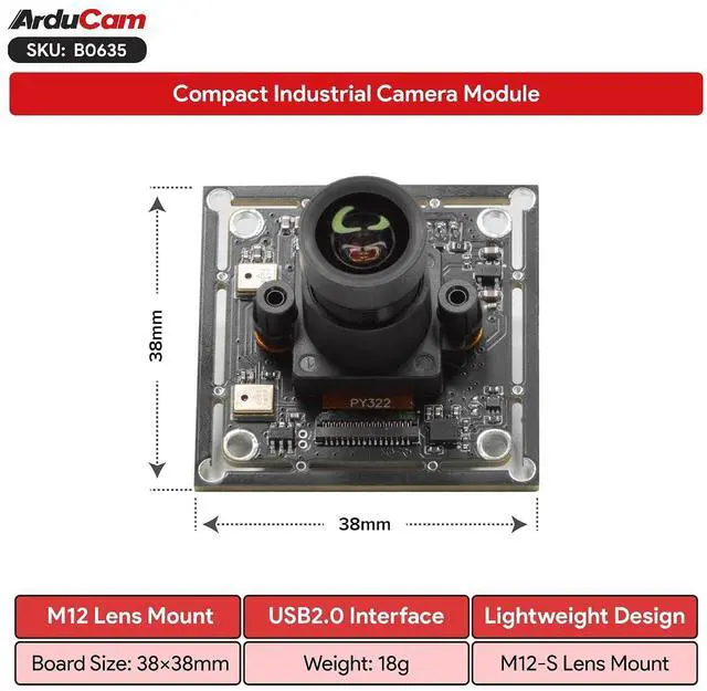 Alt view image 7 of 7 - 1080P Ultra Low Light USB Camera Module, 102°Wide Angle UVC Webcam