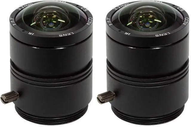 Main image of 120 Degree Ultra Wide Angle CS Lens for Raspberry Pi HQ Camera, 3.2mm Focal Length with Manual Focus (Pack of 2)