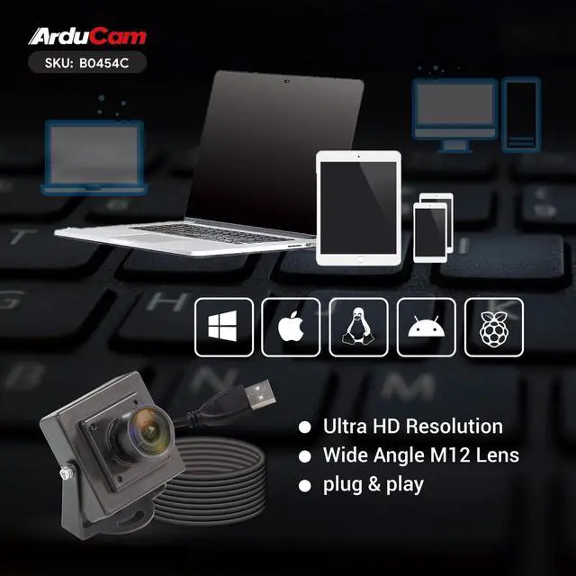 Alt view image 6 of 7 - OV5648 USB Camera Module, 5MP Webcam, 110°(D) Wide Angle Manual Focus USB Camera for Windows, Linux, Android, and Mac OS