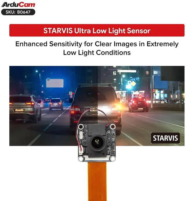 Alt view image 2 of 7 - 1080P Raspberry Pi Camera Module with STARVIS Sensor, Day & Night Vision Camera, Automatic IR-Cut Filter, Low Light Camera, 102° Wide-Angle Lens, Compatible with Pi 5, 4, 3 & Zero 2 W