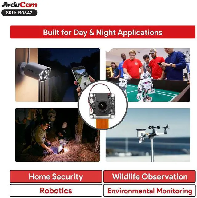 Alt view image 4 of 7 - 1080P Raspberry Pi Camera Module with STARVIS Sensor, Day & Night Vision Camera, Automatic IR-Cut Filter, Low Light Camera, 102° Wide-Angle Lens, Compatible with Pi 5, 4, 3 & Zero 2 W