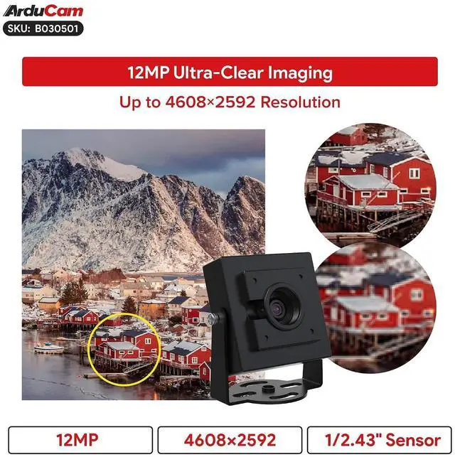 Alt view image 4 of 7 - 12MP HDR USB Camera Module, 120° Wide Angle Fixed Focus UVC Webcam, 4608×2592 Resolution Mini Camera for Windows Linux Android macOS, LightBurn 3D Printer