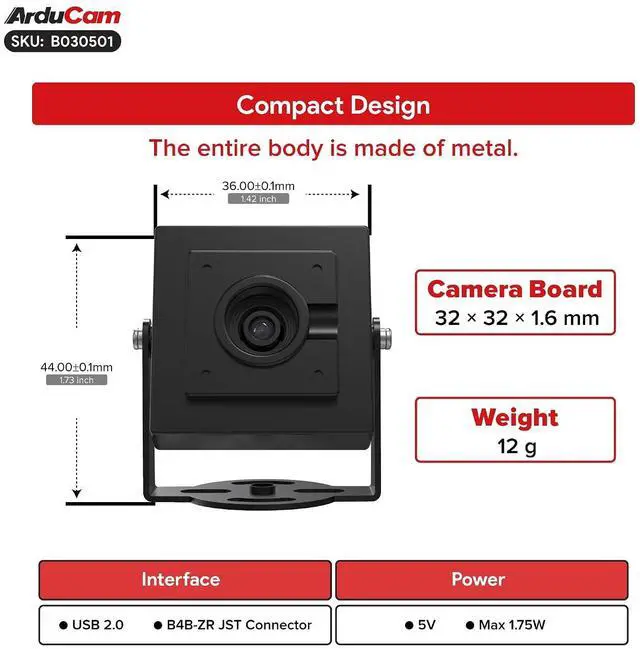 Alt view image 6 of 7 - 12MP HDR USB Camera Module, 120° Wide Angle Fixed Focus UVC Webcam, 4608×2592 Resolution Mini Camera for Windows Linux Android macOS, LightBurn 3D Printer