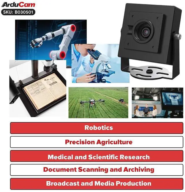 Alt view image 7 of 7 - 12MP HDR USB Camera Module, 120° Wide Angle Fixed Focus UVC Webcam, 4608×2592 Resolution Mini Camera for Windows Linux Android macOS, LightBurn 3D Printer