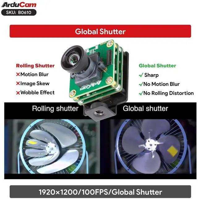 Alt view image 2 of 7 - 2.3MP USB 3.0 Camera Module, 1920×1200 100FPS Global Shutter High-Speed UVC Camera with Onboard ISP, M12 Wide Angle Lens, Plug & Play USB Webcam for Windows, Linux