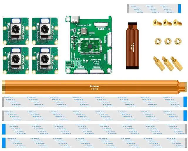 Main image of 16MP Autofocus Quad-Camera Kit for Raspberry Pi, 16MP IMX519 Autofocus Synchronized Pi Camera, Compatible with Nvidia Jetson Board