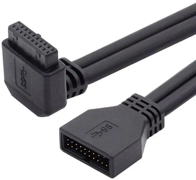 Main image of Down Angled USB 3.0 20Pin 19Pin Male to Female Extension 5Gbps Cable 90 Degree for Motherboard Mainboard