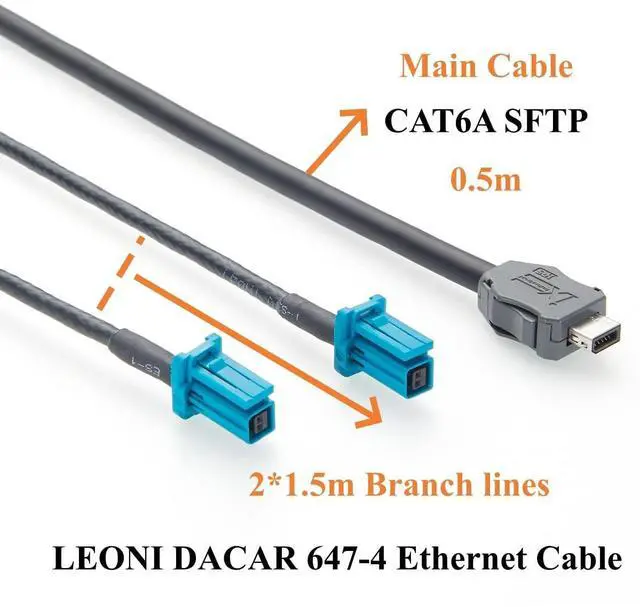Alt view image 3 of 7 - IX40G-A-10S-CV(7.0) IX to Dual TE MATEnet Female 2302510-9 Automotive Ethernet Cable AEcable 2Y with MATEnet Connectors for in-Vehicle Ethernet, ADAS(2M/6.6FT)