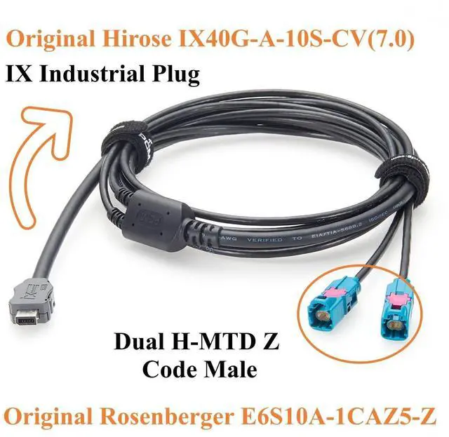 Alt view image 2 of 7 - AEcable 2Y Automotive Ethernet Cable IX to Dual H-MTD Z Code E6S10A-1CAZ5-Z Male Cable 100BASE-T1/1000BASE-T1 for ADAS, Autonomous Driving, in-Vehicle Network(2M/6.6FT)